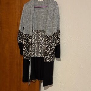 Indigo Soul Gray and Black Leopard Cardigan